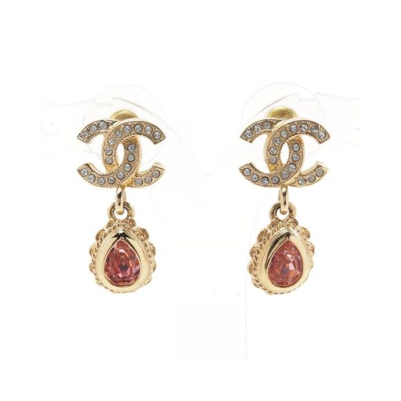 Pre Loved Chanel Coco Mark Gold Plated Earrings in Good Condition Women - Picture 2 of 6